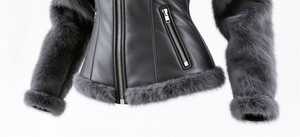 Chaqueta de Cuero de Alta Calidad para Mujer con Forro de Piel Sintética, Chaqueta de Cuero Luxel de Invierno con Botones y Cierre de Cremallera - Product Image 4