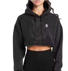 Nouveau style OEM ODM Haut court décontracté avec impression de logo personnalisé Sweat à capuche de haute qualité Sweat-shirts Haut court à capuche pour femmes - Product Image 2