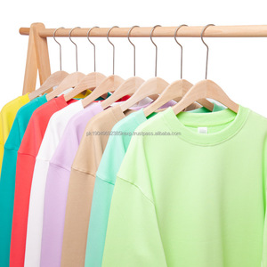 Vente en gros de haute qualité poids lourd 100% coton logo personnalisé blanc surdimensionné uni épaule tombante Streetwear pull sweats - Product Image 3