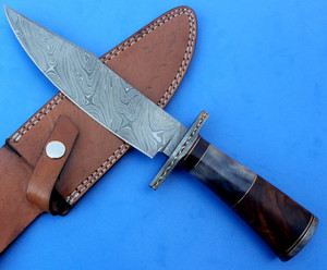 Couteau Bowie de chasse en acier Damas personnalisable fait à la main avec manche en bois et os couteau de camping cadeau pour lui et elle supporté par OEM - Product Image 5