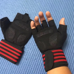Vente chaude Respirant Unisexe Poids Demi Doigt En Cuir Léger Gants De Gymnastique Sans Doigts avec Support De Poignet pour Cyclisme Gym - Product Image 5