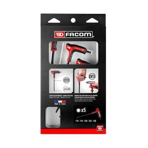 Jeu de clés hexagonales TORX Facom avec poignée, kit de 5 pièces - Product Image 1