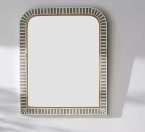 Miroir de dressing vintage coloré avec incrustation d'os, cadre design moderne, suspendu au mur en verre par Crescent Crafts - Product Image 3