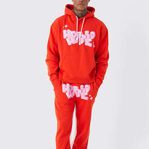 Survêtement évasé imprimé Sun Fad pour hommes, sweat à capuche en coton polaire respirant et pantalon de survêtement évasé pour hommes - Product Image 1