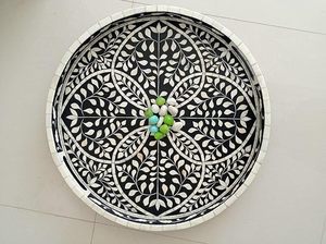 High Demanding <b>Round</b> Bone Inlay Food Serving <b>Tray</b> for <b>Table</b> and Home Wedding Decoration Authentic <b>Tray</b> - Product Image 6