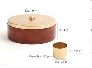 Caja de especias de madera de pino/caja de Masala con tapa dorada siete soportes contenedores contenedor de especias con cuchara decoración de cocina de madera - Product Image 3