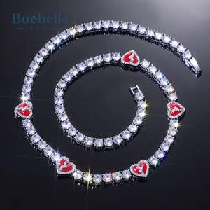 Gran oferta 925 Plata 14K chapado en oro blanco 5mm moissanita diamante tenis cadena hombres Corazón Roto tenis moissanita collares - Product Image 3