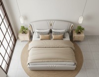 Lit plateforme en tissu de velours et bois écologique durable New Vision ASTOR Contemporary |   Ensemble de lit haut de gamme avec revêtement et support au sol pour