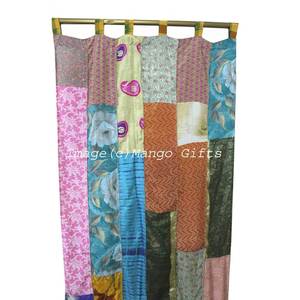 Cortinas y Cenefas Bohemias Chic de Seda India Reciclada con Parches de Sari, Estilo Boho Gypsy - Product Image 5