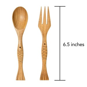 Juego de servidor de ensalada Base de madera con mango de resina de diseñador Cuchara para servir y tenedor Vajilla Cubiertos para servir ensalada Vajilla de bajo precio - Product Image 4