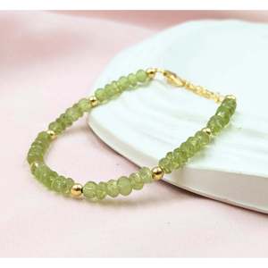 18K Gold Filled Beaded <b>Bracelet</b> 925 Sterling <b>Silver</b> Jewelry with Peridot for Gifts - Product Image 2