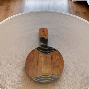 Tabla de servir redonda de madera personalizada al por mayor con temática de ángel de resina, modelo de pintura de estilo artificial, artesanías de resina - Product Image 4