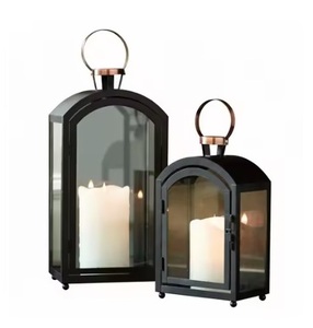 Farol de Metal y Vidrio con Recubrimiento de Polvo de Metal Inoxidable, Ideal para Decoración del Hogar, Navidad, Ramadán, Eid, Regalo - Product Image 1