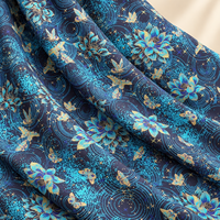 Tissu Jacquard Texturé Bleu Marine à Motifs Floraux et Papillons pour Robes, Rideaux, Nappes, Sacs et Décoration Intérieure – Vente en Gros