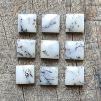 ELMA GEMS Batu Akik Dendrit Alami Bentuk Persegi Putih Hitam 5-30mm Dapat Disesuaikan Berkualitas Tinggi Buatan Tangan untuk Pembuatan Perhiasan