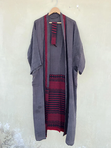 Bata de verano Seda Sari Kimono Crepe Seda Kimono Bata Unisex Bata - Product Image 5