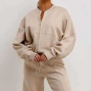 Ensembles de sweats à capuche de haute qualité, logo brodé personnalisé, pantalons de survêtement, sweat-shirt court, vente en gros d'ensembles de sweats à capuche pour femmes - Product Image 5