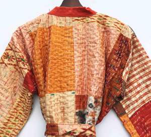 Beautiful Green Cotton Silk Kantha Patchwork <b>Kimono</b> Double Layer Cotton Silk Hand Made <b>Women</b> Kantha Robe With Pockets and Belt - Product Image 6