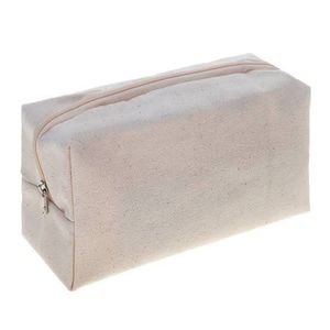 Bolsa de cosméticos portátil de gran capacidad ligera de lona de 12oz ecológica personalizada al por mayor de fábrica, maquillaje de lino Natural Unisex - Product Image 3