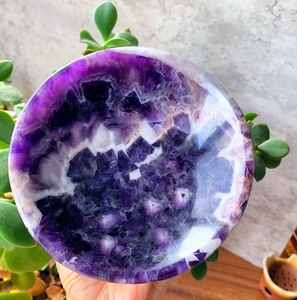 Crystal Crafts Natural Carved Polished Purple Dream Amethyst Chevron Quartz Singing Bowl Collectible Decoration Ying Lai Jewelry