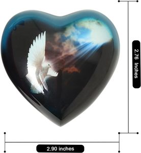 ชุดโกศหัวใจแห่งความรักสำหรับโชว์ขี้เถ้าสีดำและสีขาว-นกพิราบ-ขาตั้งรูปหัวใจรวมอยู่ด้วย - Product Image 6