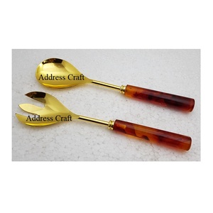 American and European Style <b>Salad</b> <b>Spoon</b> and Fork Set With Customized Handle Wholesale Price 304 Steel <b>Salad</b> Server Tableware - Product Image 2
