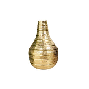 Florero de decoración para el hogar, oficina o boda, diseño moderno, redondo, satinado, metal, hierro, maceta, acentos lineales a buen precio - Product Image 1