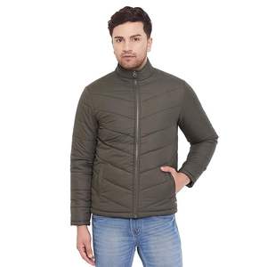 Veste matelassée personnalisable High Street pour hommes, veste de sport d'hiver coupe-vent imperméable en coton polaire brodé à col montant, chaude - Product Image 1