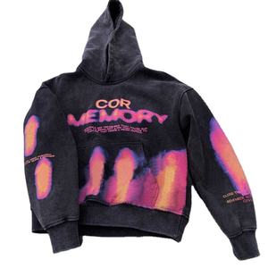 Streetwear personnalisé en vrac, sweat à capuche vintage délavé à l'acide, DTG, 500gsm, avec pierre d'impression numérique - Product Image 4