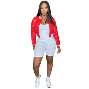 Primavera logotipo personalizado Jogger Crop Set mujer béisbol en blanco Varsity chaqueta mujer chándal Invierno 2 piezas conjuntos para mujeres - Product Image 1