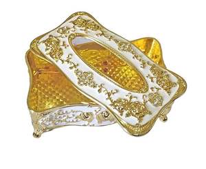 Luxury Gold and White Elegant <b>Tissue</b> Holder Napkin Dispenser Multifold Trifold <b>for</b> Home and <b>Weddings</b> - Product Image 2