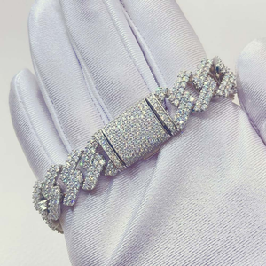Classic VVS Lab Grown Diamond Prong Bracelet 14K Miami Cuban Link Cadena fina y joyería de eslabones - Product Image 4