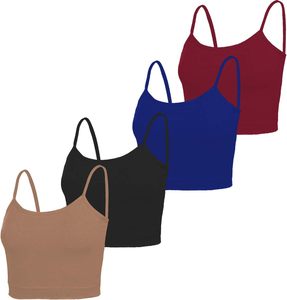 Women's <b>Ribbed</b> <b>Knitted</b> Soft Stretch Solid Crop Tank Summer Basic Sleeveless Front Quick Dry Casual Daily Wear Lightweight Cami - Product Image 5