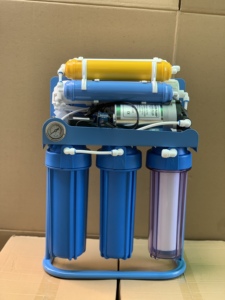 Système de purification d'eau électrique RO avec support et jauge d'huile, filtration sous l'évier pour usage domestique, peinture bleue - Product Image 5