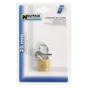 Lucchetto in ottone, catena lunga 25 mm. Confezione blister da 1, resistente - Product Image 2