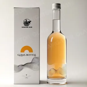 Garrafa de vidro de uísque de luxo com gargalo alto, 100ml, 375 ml, 500ml, 750ml, para bebidas espirituosas, com garrafa de vodka chinesa, preço de fábrica