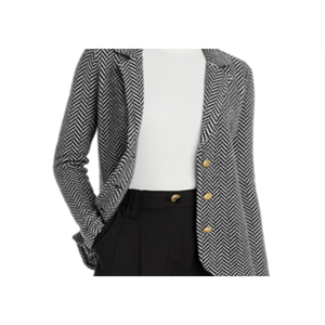 C by Bloomingdale'<b>s</b> Black Size <b>S</b> Cashmere <b>Blazer</b> with Notch Lapel and Button Decoration - Product Image 2