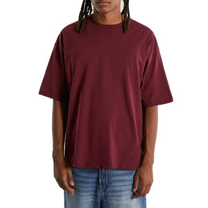 Vente en gros de t-shirts pour hommes poids lourd 100% coton coupe carrée surdimensionné épaules tombantes logo imprimé personnalisé t-shirts tricotés de haute qualité - Product Image 1