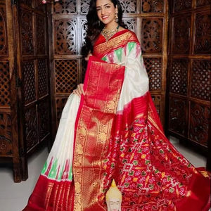 Saris en soie douce Tusser pour femmes avec bordure en zari imprimée numériquement sur toute la surface, vêtements de fête d'hiver - Product Image 1