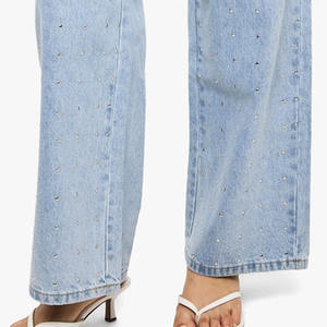 Vente en gros de jeans en jean cloutés Fabricant de jeans vintage à jambe droite Pantalons pour femmes 2026 - Product Image 6