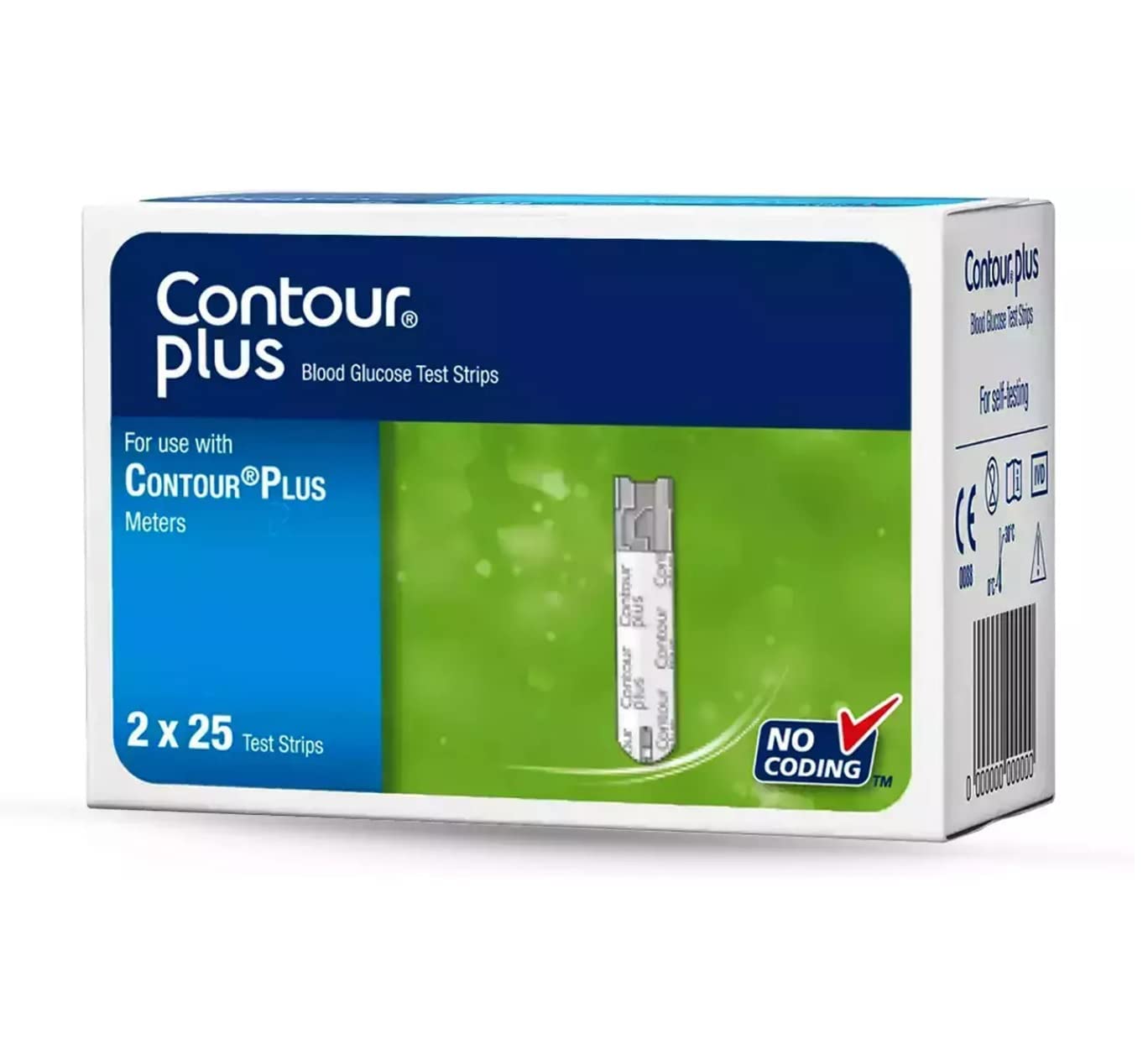 Contour PLUS Blood Glucose Test Strips - 50 Count (2x25) - Accurate Home/Clinic Use by VINAY SURGICAL
