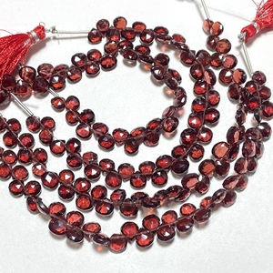 ลูกปัด briolette รูปหัวใจเหลี่ยมเพชรพลอยโกเมนสีแดงธรรมชาติขนาด5.5-6.5มม. 6นิ้วจาก mozambique ASP - Product Image 4