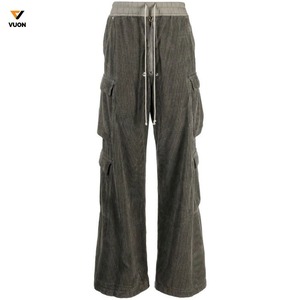 Ropa deportiva con logotipo personalizado para hombre, pantalones de chándal de algodón para correr, ropa de calle, pantalones de pana Cargo de seda, cintura elástica, seda decorativa - Product Image 4