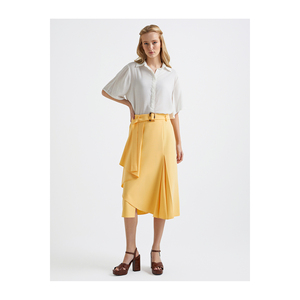 Jupe asymétrique épaisse pour femme avec ceinture et poches - Product Image 2