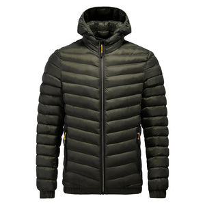 Warm Coated <b>Canvas</b> <b>Jacket</b> for Men with Soft Insulation Stand Collar Front Logo Modern Fit and Autumn Comfort - Product Image 5