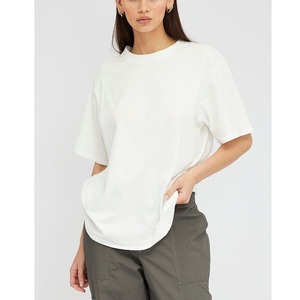 T-shirt d'été personnalisé à col rond et manches courtes pour femmes de grande taille avec logo 100% coton de BD - Product Image 3