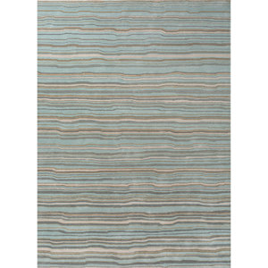 พรมทำมือลายเส้นนามธรรมสีน้ำเงิน Genesis รุ่น Tnq-50020 ผลิตจากขนสัตว์ผสมวิสโคส สำหรับห้องนั่งเล่นหรือทางเดิน รูปทรงสี่เหลี่ยมผืนผ้า ผลิตจากโพลีเอสเตอร์ผสม - Product Image 1