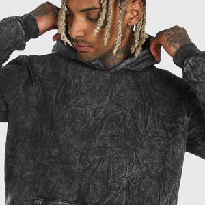 Épais lourd blanc à capuche goutte épaule hommes sweat 500 460 400 Gsm Logo personnalisé français éponge lourd surdimensionné à capuche - Product Image 3