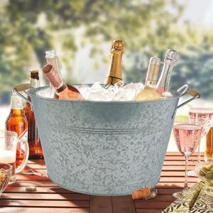Custom Logo Galvanized Large Oval Bar Type Beverage Tub High Quality Outdoor <b>Cooler</b> Ice Bucket for Beer and Wine for Parties - Product Image 3