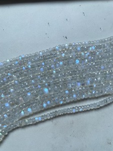 <b>Rainbow</b> Moonstone Faceted Rondelle Beads Natural White Flash June Birthstone 6" Inches Strand Necklace <b>Bracelet</b> Jewelry Third - Product Image 4